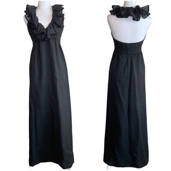 Mollie Parnis Boutique Dresses & Skirts - Vintage 70s Mollie Parnis Boutique Linen Mod Ruffled Halter Maxi Dress
